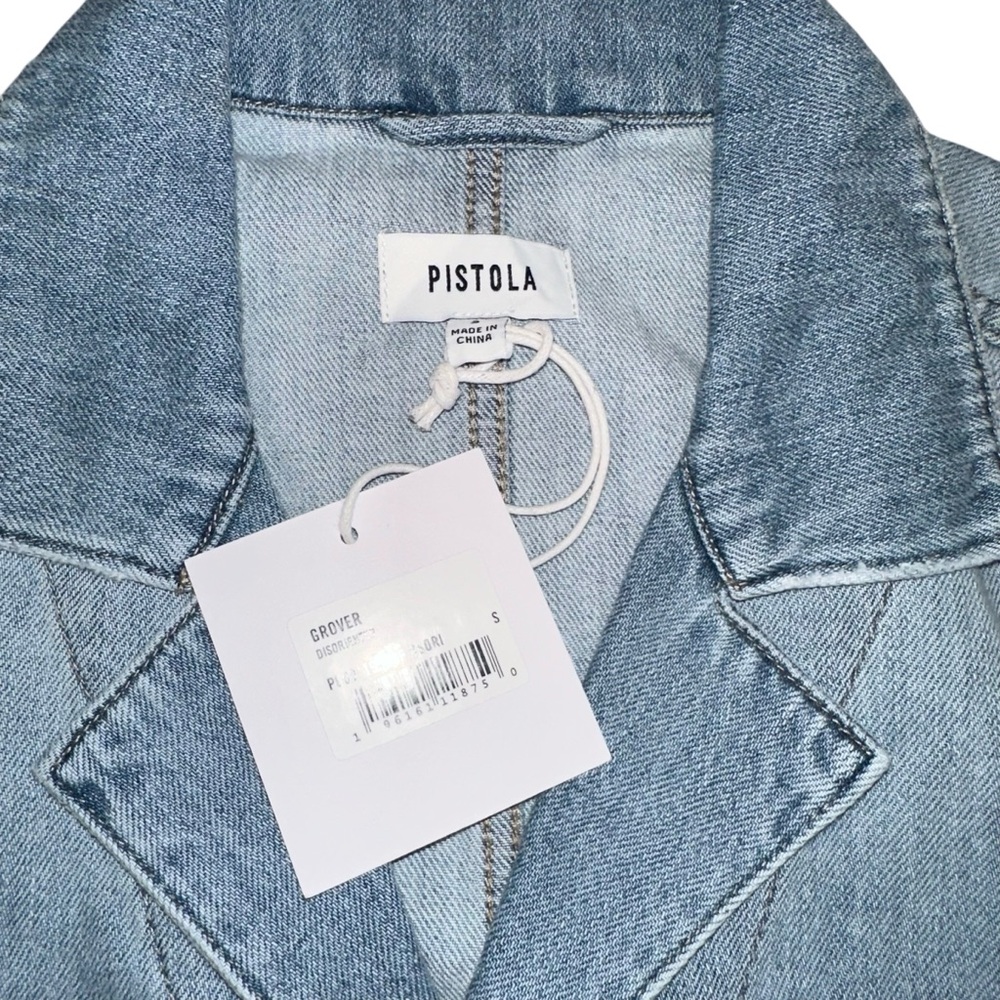 NWT Pistola Grover Light Blue Denim Short Sleeve Jumpsuit SMALL in Disoriented - Picture 6 of 11